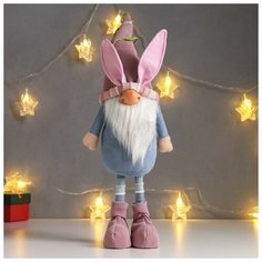 Кукла интерьерная "Дед Мороз в розово-голубом наряде, в колпаке с ушками" 48х10х13 см 6260121 Сима ленд