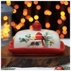 Масленка "Красный кардинал" 16х12х8 см 6249571 Доляна