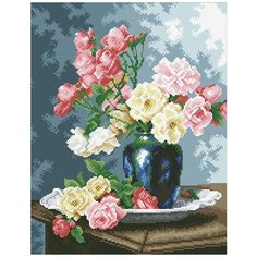 Алмазная вышивка Паутинка М253 Ваза с садовыми розами