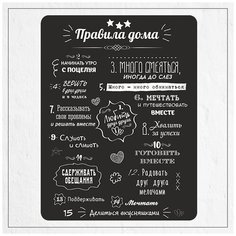 Магнит плакат мотиватор на холодильник Правила дома черный /чек лист/ планинг/ картина/ блокнот - Notta & Belle