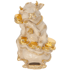 Статуэтка BOGACHO Денежный бычок кремовый ручная работа