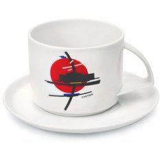 Чашка с блюдцем чайная. Императорский фарфоровый завод. Форма "Баланс". Рисунок "Суетин". 280 мл.