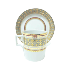 Чашка с блюдцем чайная. Императорский фарфоровый завод. Форма "Гербовая". Рисунок "Бельведер". 220 мл.