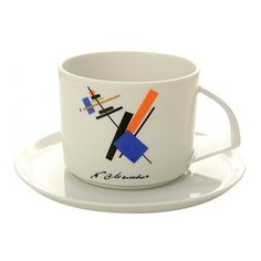 Чашка с блюдцем чайная. Императорский фарфоровый завод. Форма "Баланс". Рисунок "Малевич". 280 мл.