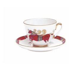 Чашка с блюдцем чайная. Императорский фарфоровй завод. Форма "Весеняя". Рисунок "Красный конь". 250 мл.