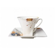 Чашка с блюдцем чайная. Императорский фарфоровый завод. Форма "Петрополь". Рисунок "Пери". 220 мл.