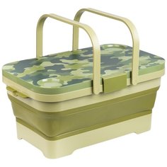 Складной таз 15л с пробкой и крышкой столиком 46,3*29*21,4 см Iseto