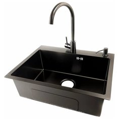 Кухонная мойка Emar-119 DARK из нержавеющей стали и Смеситель Emar ЕСВ-3020 DARK