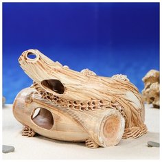 Декорация для аквариума Керамика ручной работы "Сомятник в коряге", 15*25*21 см