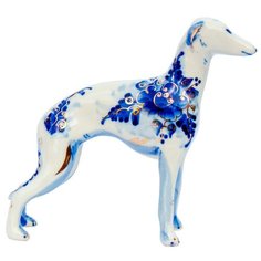 Статуэтка Собака Левретка Гжель в Золоте Породистая Гжель ручная роспись