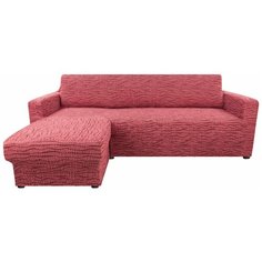 Чехол для мебели: Чехол на угловой диван с выступом слева "Тела" Ридже бордовый Еврочехол