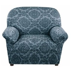 Чехол для мебели: Чехол на кресло Жаккард Ламе Дымчато- синий Еврочехол