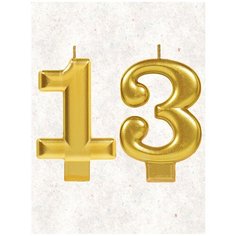 Свеча для торта цифра " 13 " 8 см золото 13 лет Веселая Затея