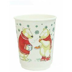Стакан для холодного и горячего 0.25 л., Новогодний дизайн, Белые мишки, мистерия,картон 5 шт./уп.