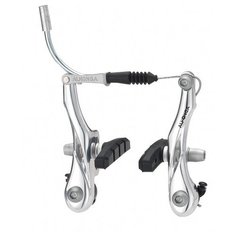 Alhonga тормоза v-brake hj-623adx для детских, складных, вмх, алюминий, рамки 85мм, пружина линейная, серебр., с колодками hj-601.12 (60мм), 180г/колесо, пер.+зад.