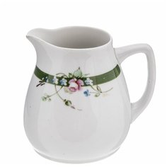 Молочник с цветочной росписью, фарфор, роспись, Дмитровский фарфоровый завод, с. Вербилки, СССР, 1940-1954 гг.