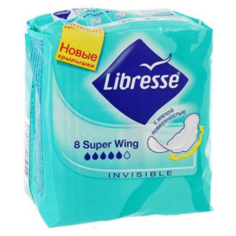 Libresse прокладки Invisible Super Wing, 5 капель, 8 шт.