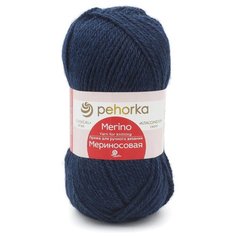 Пряжа Пехорка Мериносовая, 50 % мериносовая шерсть, 50 % акрил, 100 г, 200 м, 10 шт., 04 Темно-синий