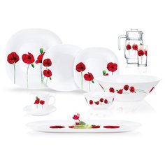 Столовый набор КАРИН СИНГЛ ПОППИ 46 предметов Luminarc