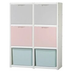 Стеллаж Ifam Mypick Modular Organaizer с дверцами, материал: пластик, ШxГxВ: 77х30х99.3 см, серый/розовый/мятный
