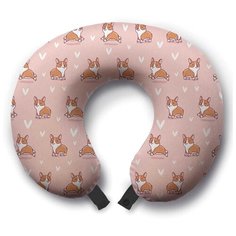 Подушка для шеи Ambesonne Корги королевы, розовый