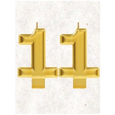 Свеча для торта цифра " 11 " 8 см золото Веселая Затея