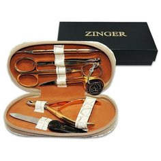 Маникюрный набор Zinger 7104 G, на молнии, 6 предметов (овал)