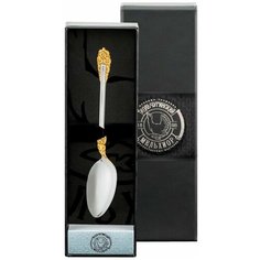 Ложка чайная "Праздничный" посереб. с част. позол. 1 пред. + футляр Кольчугинский мельхиор