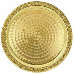 Поднос декоративный круглый с гравировкой рисунком латунный Кольчугинский мельхиор