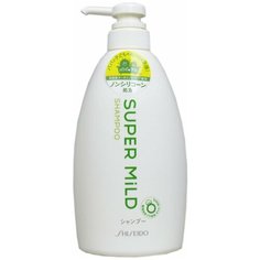 SHISEIDO Шампунь SUPER MILD от выпадения волос с экстрактом ромашки и розмарина, витамин Е 600 мл. бутилированный