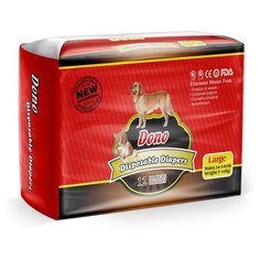 Подгузники для животных DONO PET DIAPER одноразовые впитывающие размер L, 12шт