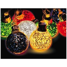 Светодиодная гирлянда карнавальные шарики, 10 разноцветных ламп с тёплыми белыми LED- огнями, 1.8+1.5 м, прозрачный прово Snowhouse