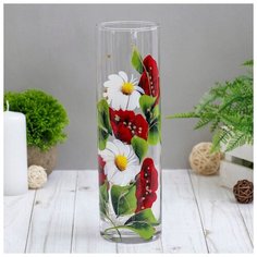 Ваза "Мак с ромашками" трубка 26 см Сима ленд