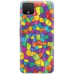 Ультратонкий силиконовый чехол-накладка для Google Pixel 4 с принтом "Яркая мозаика" Gosso
