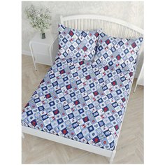 Простынь на резинке Сказка "Новогодний пэчворк" 90х200 см