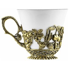 Чашка чайная "Натюрморт" латунь с чернением Кольчугинский мельхиор