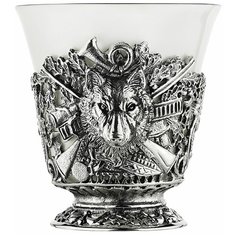 Чашка чайная "Волк" посеребренная с чернением Кольчугинский мельхиор