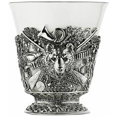 Чашка чайная "Медведь" посеребренная с чернением Кольчугинский мельхиор