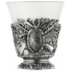 Чашка чайная "Охотничья с медальоном" посеребренная с чернением Кольчугинский мельхиор