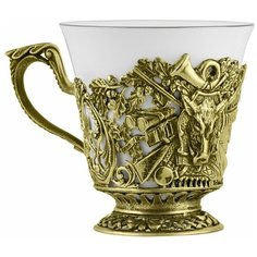 Чашка чайная "Кабан" латунь с чернением Кольчугинский мельхиор