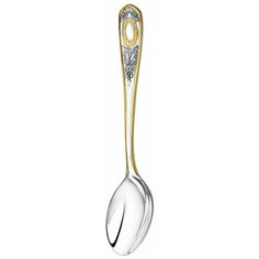 Ложка чайная Кольчугинский мельхиор "№1" с позолотой, 6 шт