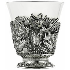 Чашка чайная "Лось" посеребренная с чернением Кольчугинский мельхиор