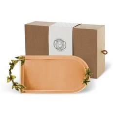 Поднос для чая с накладками "Бабочки" медный Кольчугинский мельхиор