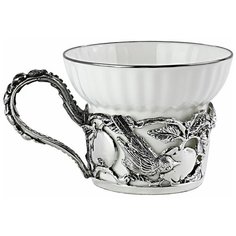 Чашка чайная "Яблочный спас" посеребренная полир. с чернением Кольчугинский мельхиор