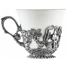 Чашка чайная "Натюрморт" посеребренная полированная черненая Кольчугинский мельхиор