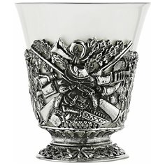 Чашка чайная "Охотничья" посеребренная с чернением Кольчугинский мельхиор