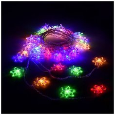 Гирлянда "Цветочки" VEGAS 80 разноцветных LED ламп, контроллер 8 режимов, прозрачный провод, 10 м, 220 v