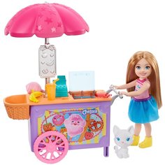 Игровой набор Barbie Клуб Челси Магазин Кафе с тележкой и аксессуарами, 14 см, GHV76