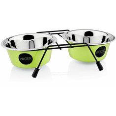 Набор Lilli Pet DOUBLE DINNER: миски для животных+подставка, 2Х380мл, зеленая