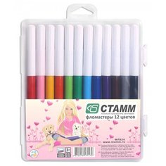 Фломастеры Фломастеры Стамм "Алиса", 12цв смываемые, пластик. пенал, европодвес